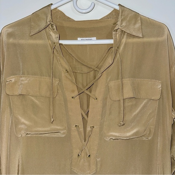 Equipment Ecru Femme Knox Silk Lace Up Blouse - Picture 5 of 12